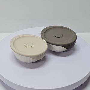 락앤락 바로한끼 도자기 밥용기 450ML 2P 실리콘 스팀홀 전자레인지 이유식 햇쌀밥 냉동 용기