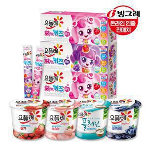 빙그레 요플레 짜먹는키즈 240g(40gx6개입) 3개+요플레 180g 4개 /딸기/복숭아/블루베리/플레인