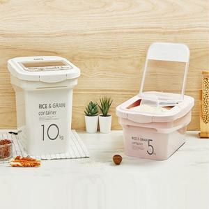 깨끗 깔끔 편리 매일의 쌀통 라이스키퍼 투명 아이보리 핑크 5KG/10KG 잡곡 사료 밀폐 제습 보관용기