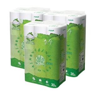 [수목제지] 1+1+1 트루마리 순수 30M 30롤 (총3팩)