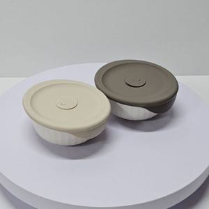 락앤락 바로한끼 도자기 밥용기 450ML 2P 실리콘 스팀홀 전자레인지 이유식 햇쌀밥 냉동 용기