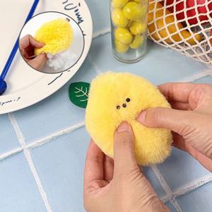 모양 캐릭터 박음질 털키링 바느질놀이 레몬 부자재 키트 DIY 재료 도안 털인형 만들기