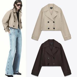 자라 ZARA 더블 블레스티드 숏 트랜치 코트