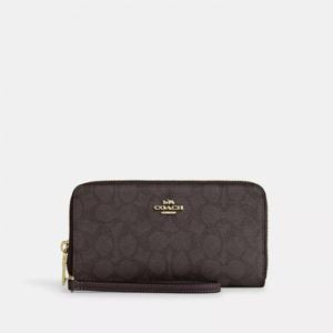Coach 코치 아울렛 롱 지퍼 반지갑(지갑)과 분리 가능한 카드 케이스, 시그니처 캔버스