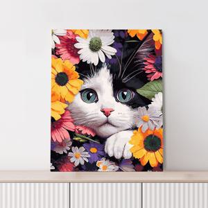 명화그리기 꽃과 고양이 캔버스페인팅 DIY 유화그림 직장인취미