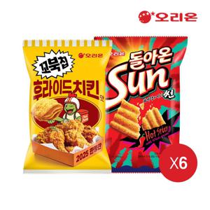 꼬북칩 후라이드치킨맛 (76g) x 6개 + 썬 핫스파이시맛 (80g) x 6개