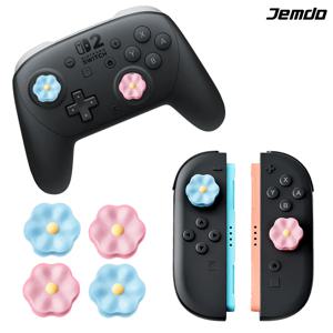 닌텐도 스위치2 조이콘 스틱커버 JEMDO 플라워 4P세트 프로콘2 호환