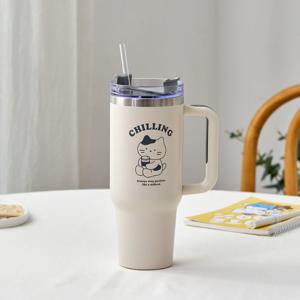 큐티뽀짝 밀크캣 스테인리스 빅텀블러 1150ML 그레이