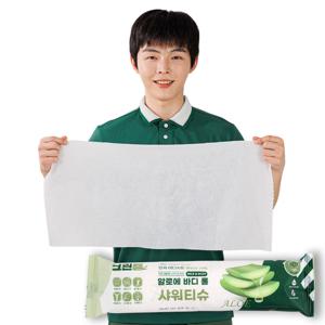 빅사이즈 알로에 바디 샤워티슈 1매 물없이쓰는 캠핑 요양원 여행 간병 환자