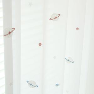 우주 여행 자수 키즈 아이방 차르르 쉬폰 속커튼