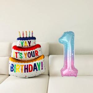 대형 케이크 풍선 1m 점보 케익 생일파티 숫자 풍선 세트