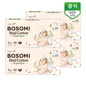 보솜이 리얼코튼 오가니크 밴드 기저귀 2단계(4-7kg) 소형 44개입 x 4팩