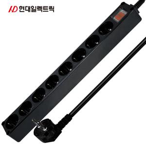 현대 블랙 멀티탭 8구 PVC 과부하차단기(양극차단)