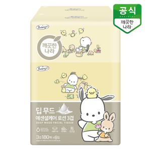 딥무드 에센셜케어 로션 3겹 미용티슈 180매 6입