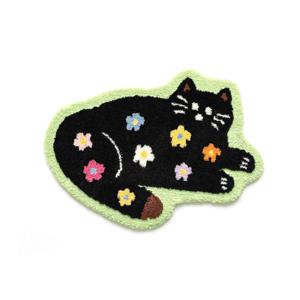 [해외] 꽃무늬 고양이 논슬립 발매트 미끄럼방지 귀여운 포인트 러그