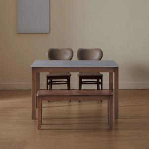 앨빈 토니 월넛 통 세라믹 4인 원목 테이블 식탁세트 (의자2+벤치1) 4colors