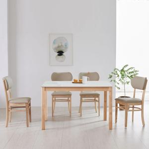 앨빈 토니 내츄럴 통 세라믹 4인 원목 테이블 식탁세트 (의자4) 3colors