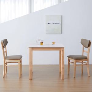 앨빈 베이 내츄럴 포세린 통 세라믹 2인용 원목 테이블 식탁세트 3colors