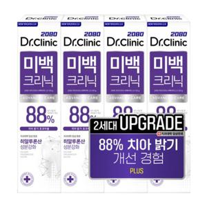 2080 닥터크리닉 2.0 미백 크리닉 치약 120g x4개