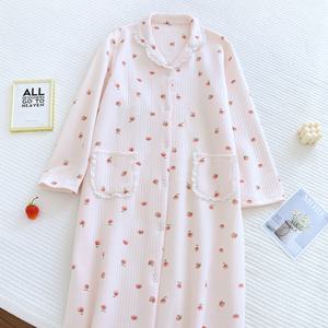 도톰 누빔 복숭아 원피스 겨울잠옷 가운 겸용 2size