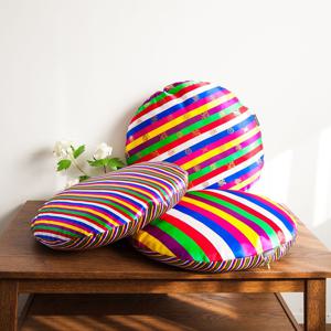 색동 원형 방석 목화솜포함