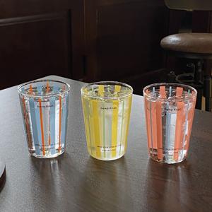 [해외] 컬러 스트라이프 글라스 아이스 홈카페 유리컵 맥주잔 350ml