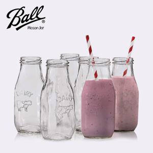 볼 메이슨자 컨츄리 밀크보틀 6p 세트 300ml(10.5oz) 우유 쥬스 병 홈카페