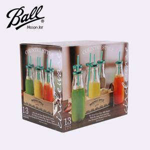 볼 메이슨자 컨츄리 에메랄드 밀크보틀 캐리어 13p 세트 420ml 15oz 우유 쥬스 병