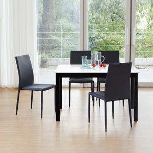 앨빈 젠 블랙 포세린 통 세라믹 4인 원목 테이블 식탁세트 (의자4) 4colors