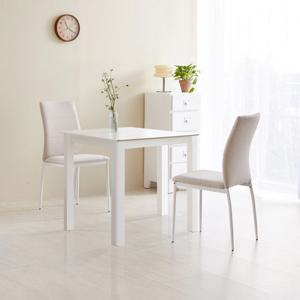 앨빈 뉴젠 화이트 포세린 통 세라믹 2인 원목 테이블 식탁세트 (의자2) 3colors