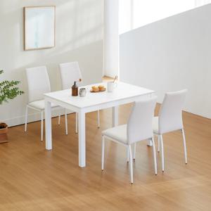 앨빈 뉴젠 화이트 포세린 통 세라믹 4인 원목 테이블 식탁세트 (의자4) 3colors