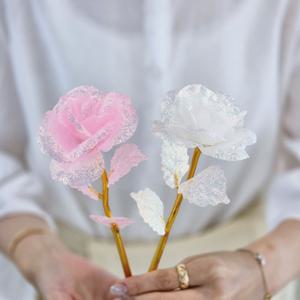 눈꽃 장미 한송이 재료 소품 조화 선물 인테리어 장식 꽃 diy 이벤트
