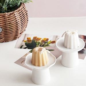 심플 유광 모양 굽접시(꽃/원)다과접시,한정식접시,오마카세접시