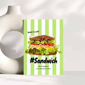 홈카페 카페 베이커리 케이크 캔버스 포스터/28 햄 샌드위치