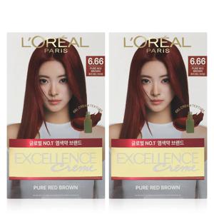 염색약 엑셀랑스 크림 6.66 레드 브라운 염색약 2개