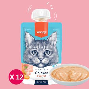 완피 미트 페이스트 치킨당근 90g x12개 고양이간식