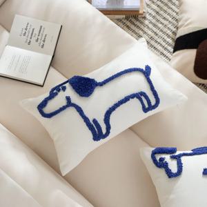 [해외] 모던 심플 자수 강아지 소파쿠션 북유럽 인테리어 등받이 등쿠션 2size