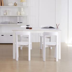 앨빈 오르 화이트 포세린 통 세라믹 4인 원목 테이블 식탁세트 (의자4) 2colors