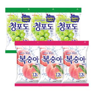청포도 캔디 153g x3개 + 복숭아 캔디 153g x3개