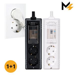 1+1 슬림플러그 국산 고용량 4000W 배선차단 2구 멀티탭 납작 플러그 화이트 블랙