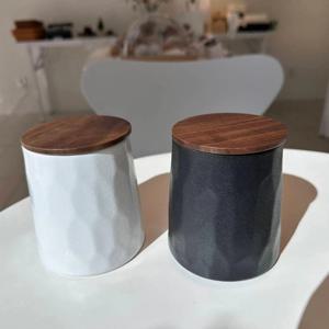 고원 계수나무 도자기 밀폐용기 450ml 화이트 보관통 캐니스터