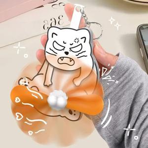 푸쉬푸쉬 땅콩 프로펠러 키링 누르면 돌아가는 수동 손선풍기 고양이 키홀더 (4종)