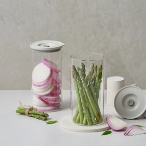 버큠 진공 유리 밀폐용기 원형 1600ml 2조 세트