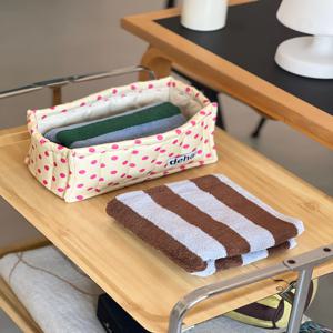 도트 땡땡이 누빔 패브릭 사각 물티슈 휴지케이스 리모컨 화장품 기저귀 보관 정리함