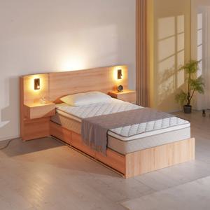 데일룸 수납침대 프레임 호텔형 LED조명 국내산 저상형 서랍 침대세트 SS Q