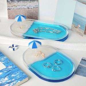 레진 해변 트레이 감성 테이블 꾸미기 소품 주얼리 정리 인테리어