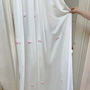 체리 폼폼 비침 없는 도톰 쉬폰 커튼 2color