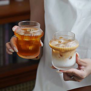 [해외] 버블 플리츠 패턴 글라스 유리컵 홈카페 커피잔 250ml