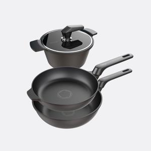 뉴캐스트 초콜릿 IH 프라이팬 3종 (팬24cm+궁중28cm+편수냄비18cm)