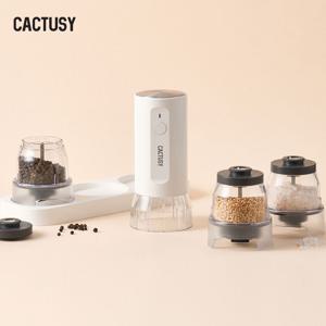 원터치 전동 소금 후추 참깨 그라인더(본체+팟3P+트레이)